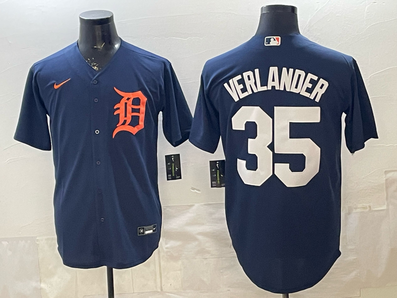 Men Detroit Tigers #35 Verlander blue Game Nike MLB Jersey03210010